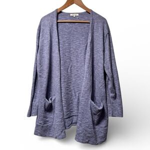 Madewell Summer Ryder Cardigan Sweater XL Blue Open Front Cotton Blend